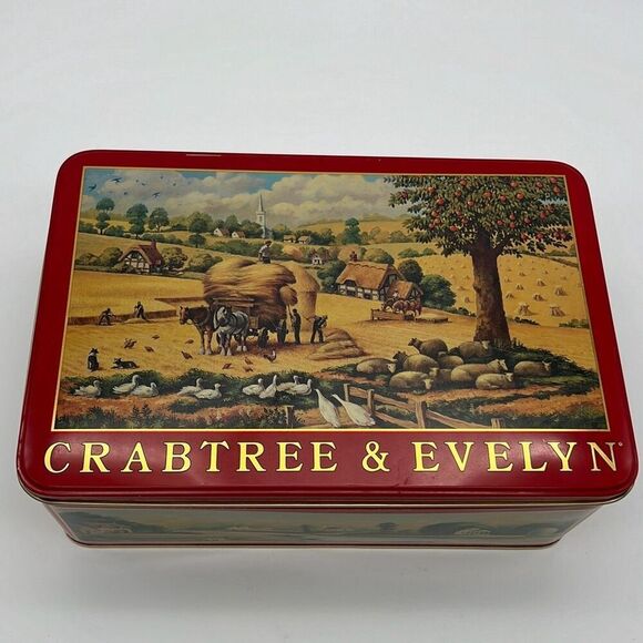 1996 Crabtree & Evelyn London Collectible Metal Tin Box Vintage Vtg Storage Red - Picture 1 of 16